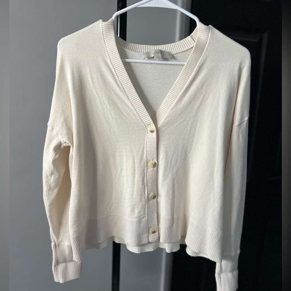 LOFT Womens Cream Cardigan
